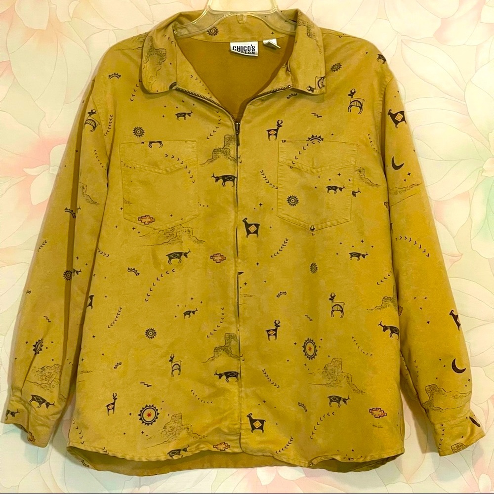 CHICO’S DESIGN Southwestern Micro Suede Top 2 (L)